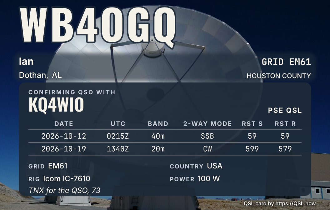 Radio telescope dishes under blue sky as a card, with a sample station on the dark panel