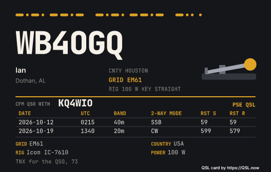 CW Key card with sample details
