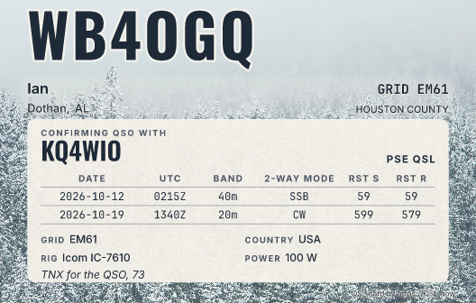 Snow-covered evergreen forest in fog as a card with the data panel