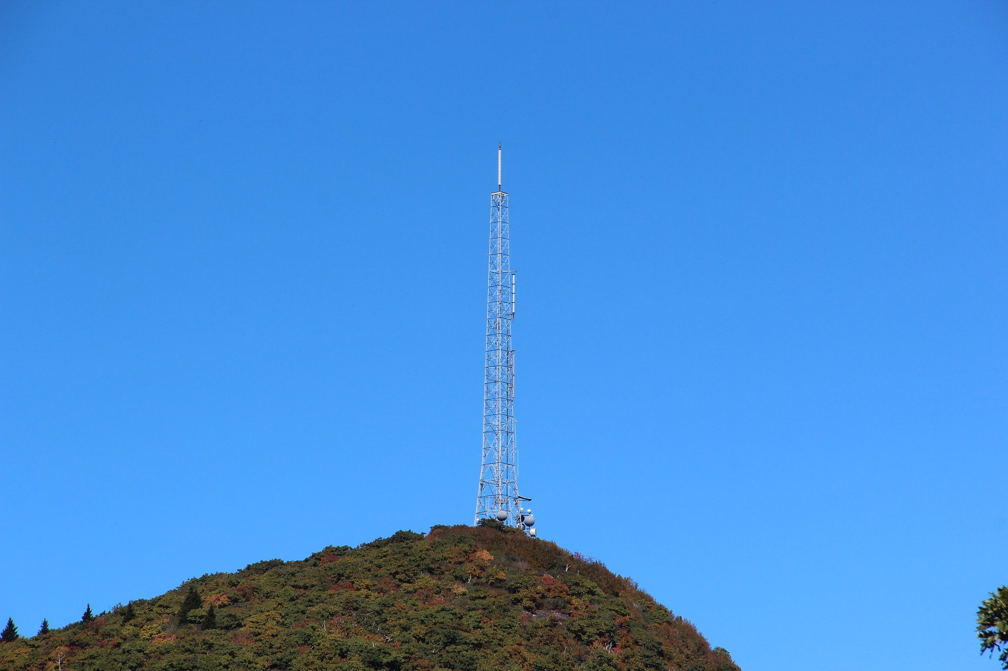 Lattice tower on a wooded hilltop, full size