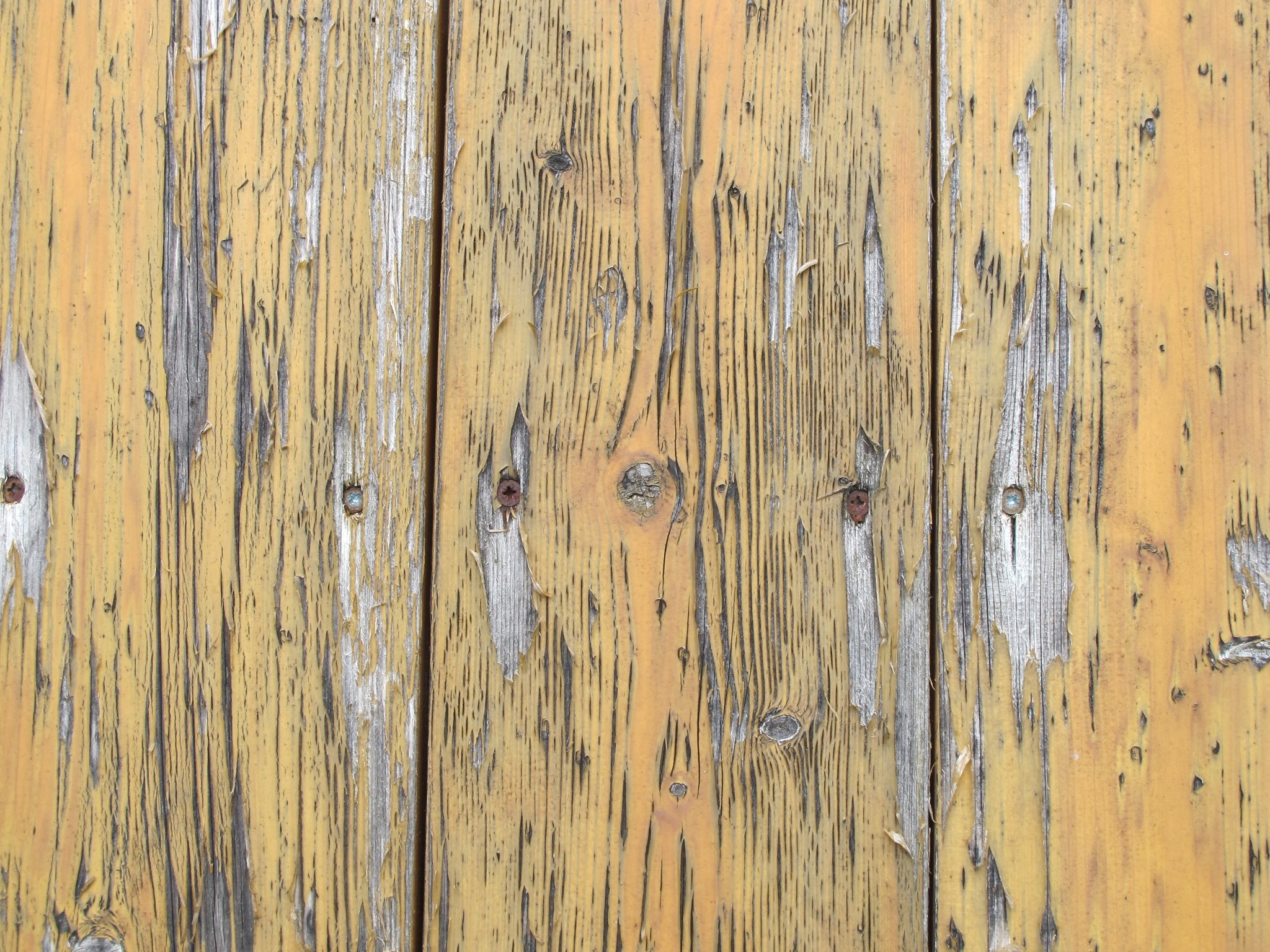 Weathered yellow painted wood planks, full size